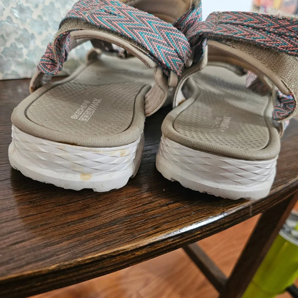 Skechers On-the-Go 600 Brilliancy Sandals Taupe Pink Multi 14644 Womens 10